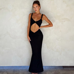 Suspender Wooden Ear Collarless Cropped Slim Fit Jumpsuit Maxi