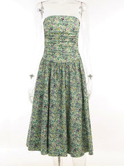 Strapless High Low Dress With Floral Print High Low Floral Beach Dress