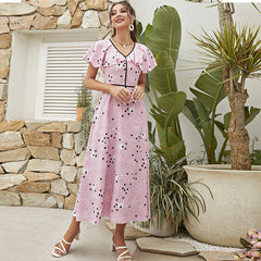 V neck High Waist Slim Fit Sweet Dress