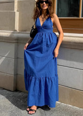 Celeste - Strappy TieRed Maxi Dress