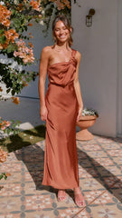 Year Elegant Elegant One Shoulder Solid Color Southeast Asian Tube Top A line Dress