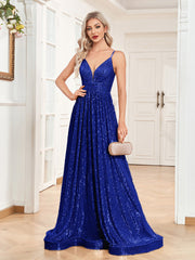 Sequined Backless Evening Dress Deep V Plunge neck Bridesmaid Dress Party Formal Dress Cocktail