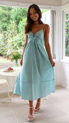 V neck Striped Spaghetti Straps Dress