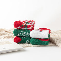 5 Pack Plush Fleece Warm Home Floor Crew Christmas Socks