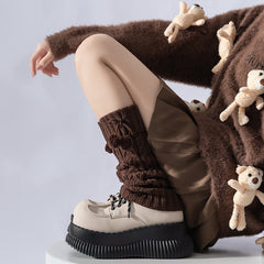 Knit Slouchy Red Christmas Leg Warmers