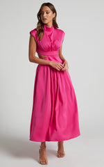 Sweet Street StCollar Solid Color Cropped Outfit Maxi Dress