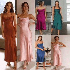 Lady Young Back Self-Tie Slit Strap Dress