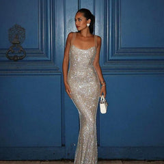 Design Shiny Camisole Socialite Slim Hip Dress