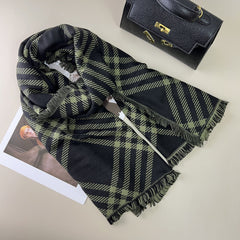 Classic Checkered Wool Blend Christmas Scarf