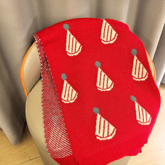 Fluffy Santa Cap Red Christmas Scarf