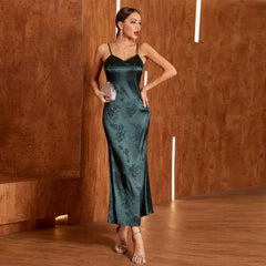 V neck Slim Fit Slimming Flounced Strap Sleeveless Printed One Piece Sheath