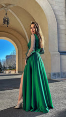 Round Neck Long Sleeve Slim Fit Maxi Dress