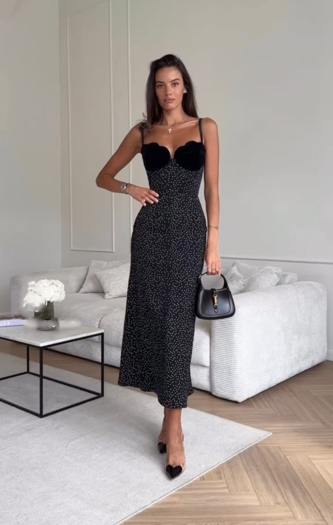 Inkwave Midi Dress - Black