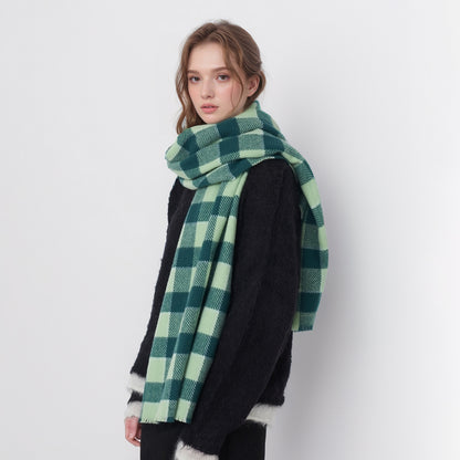 Stylish Retro Two-tone Plaid Warm Woven Cashmere Scarf