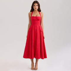Carnes Midi Dress - Red