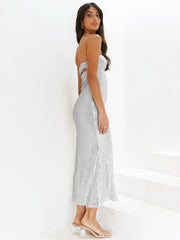 Shimmerina Midi Dress - Silver