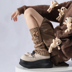 Knit Slouchy Red Christmas Leg Warmers