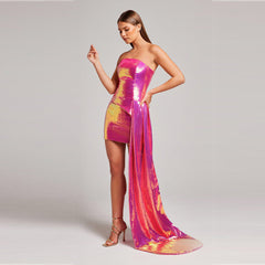 Strapless Sequin Wrap Waist Two Piece Prom Dress promdress-250223