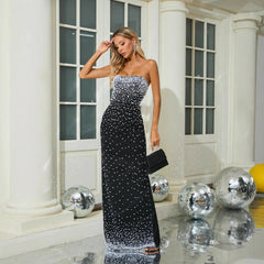 Beaded Strapless Bandage Elegant Evening Prom Dress promdress-250223
