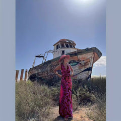 Printed Sleeveless V neck A line Dress