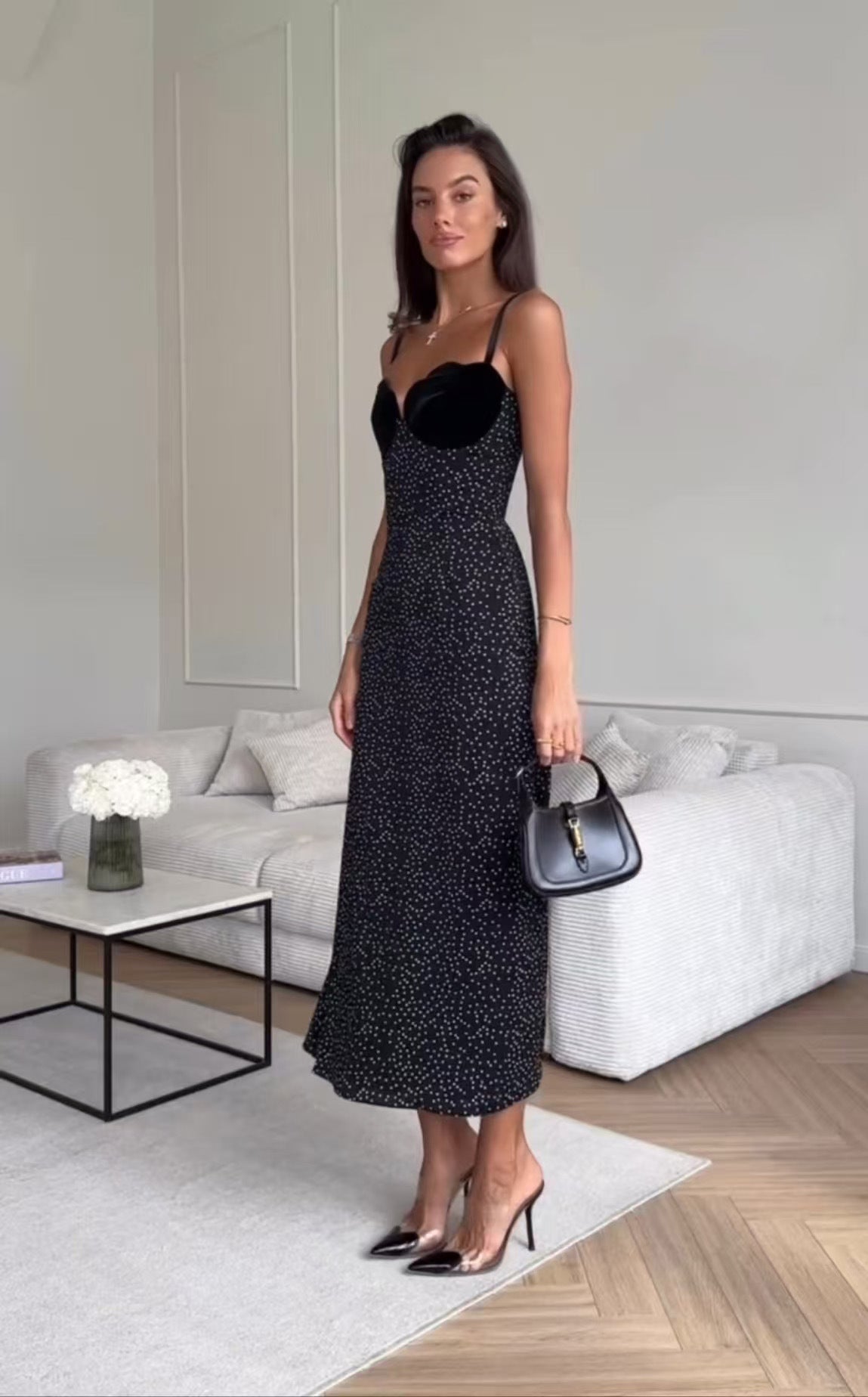 Inkwave Midi Dress - Black
