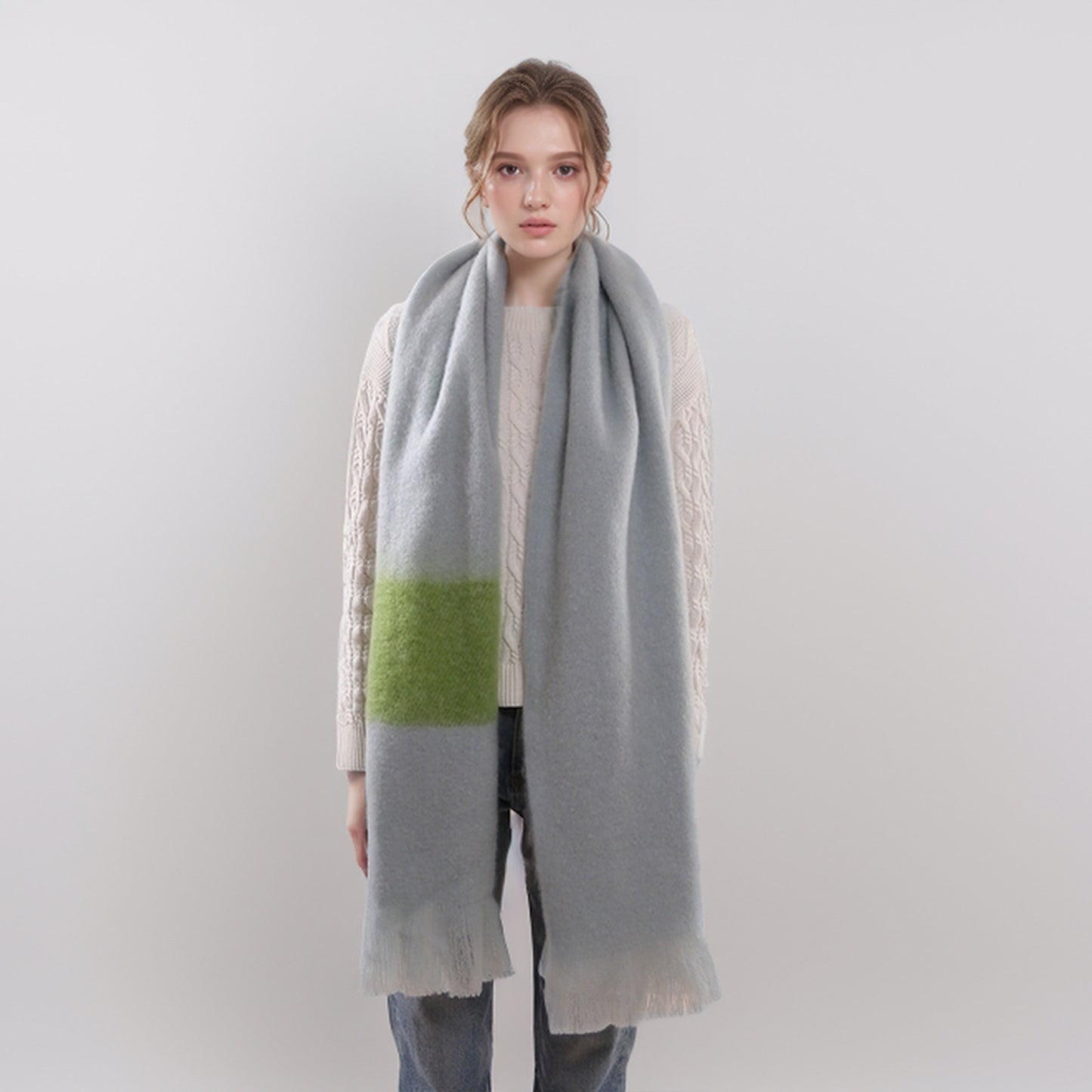 Thick Long Casual Color-block British Style Warm Scarf