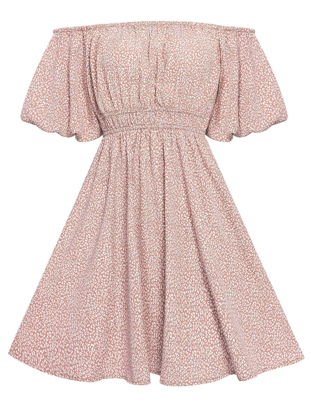 Floral Bubble Sleeves High Waist Dress S / Green Floral Print Summer Dress
