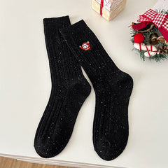 Cable Knit Textured Cotton Mid Calf Slouchy Christmas Socks
