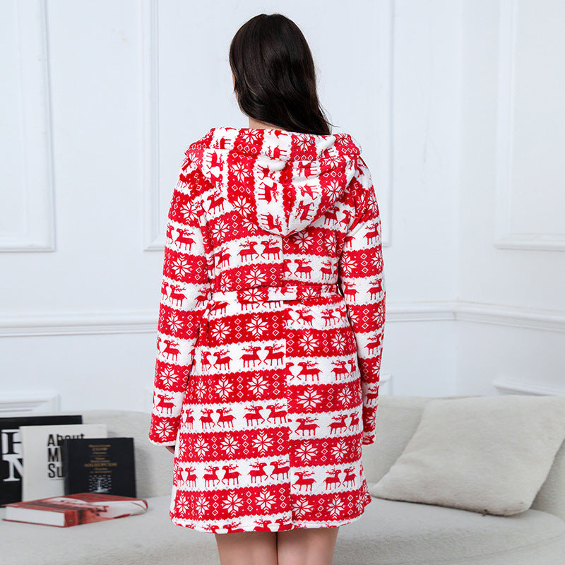 Warm Plus Size Flannel Thickened Reindeer Christmas Suit