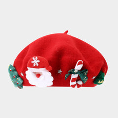 Wool Bow Beret Christmas Hat