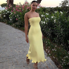 Solid Color Tube Top Sleeveless Long Slim Fit Big Wave