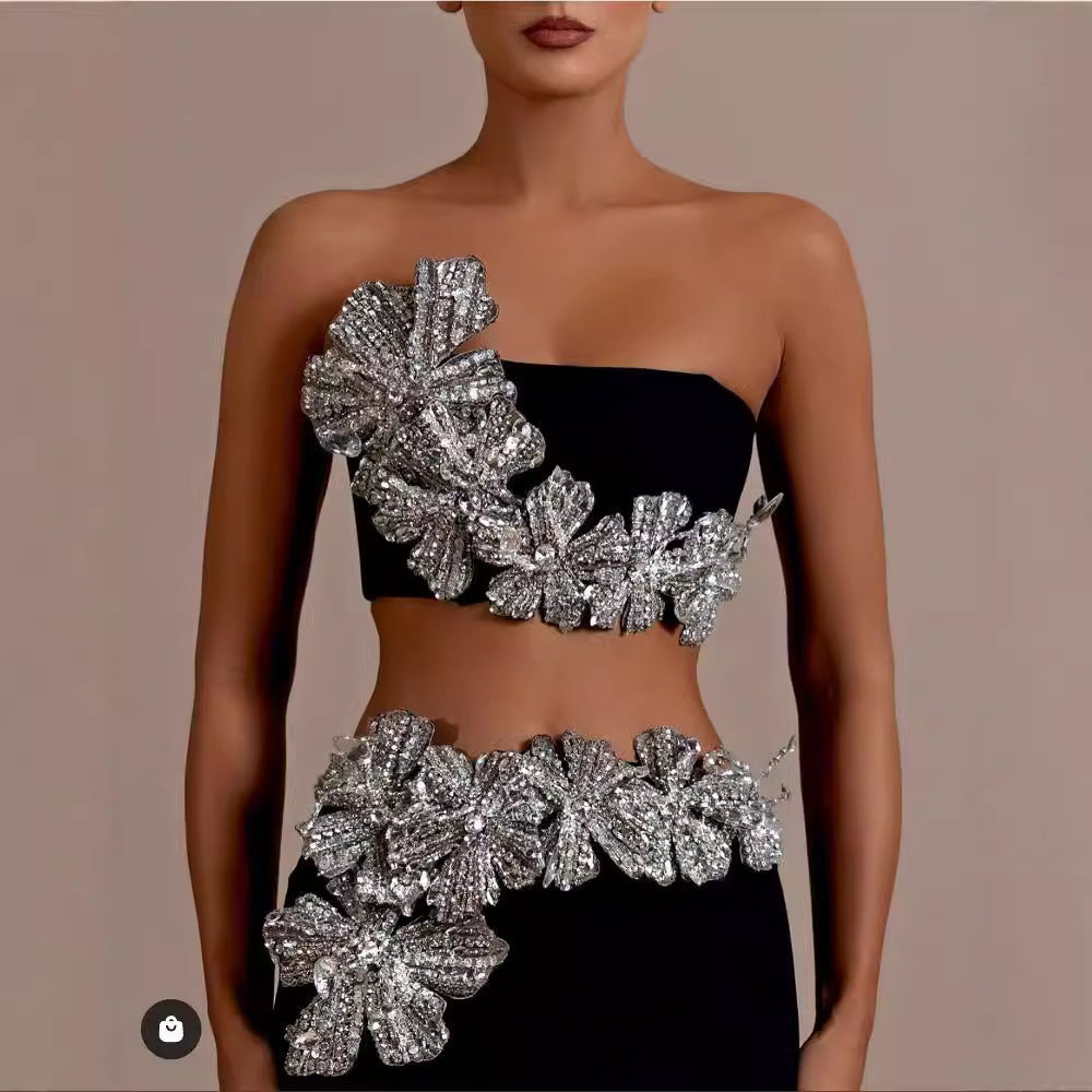 Bandage Dress Set with Rhinestone Details Prom Dress promdress-250223