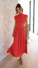 Sweet Street StCollar Solid Color Cropped Outfit Maxi Dress