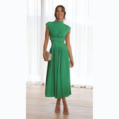 Sweet Street StCollar Solid Color Cropped Outfit Maxi Dress