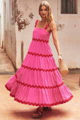 Simple Design Corrugated Tube Top Oversized Swing Suspender Dress