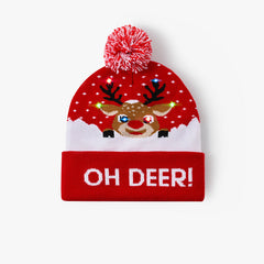 LED Reindeer Knit Christmas Hat