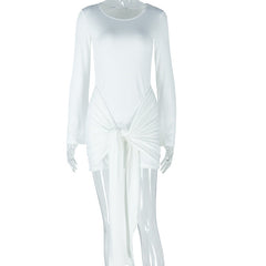 Solid Color Hip Dress off the Shoulder Patchwork Short Dress