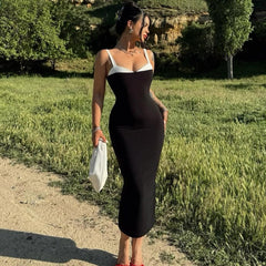 Package Hip Slim Fit Contrast Colors Sling Dress