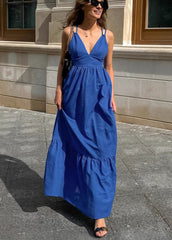 Celeste - Strappy TieRed Maxi Dress