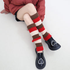 Knit Striped Color Block Slouchy Red Christmas Leg Warmers