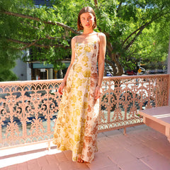 Casual Printing Backless Spaghetti Straps Large Swing Dress