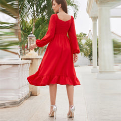 Sweet Chiffon Hollow Out Cutout out Midi Dress