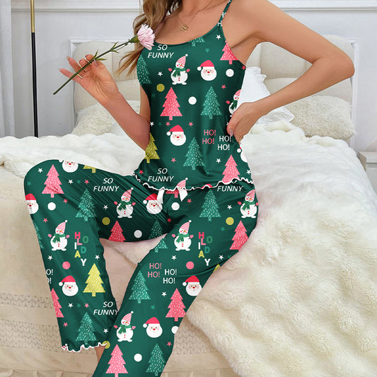 Sexy Strap Sleepwear Girl Homewear Christmas Suit