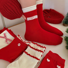Bow Slouchy Mid-Calf Cute   Christmas Socks