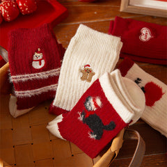 Cashmere Cartoon Embroidered Thick Warm Crew Christmas Socks