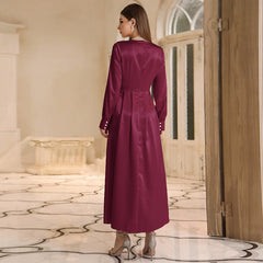 Ladies Casual High Waist Maxi Dress Light Purple Coat Maxi Dress