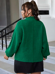 Dark Plus Size Casual Soft Long Sleeve Green Christmas Sweater Sweaters-L