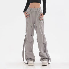 Pleated Cargo Streetwear Wide Pants GRAY / S