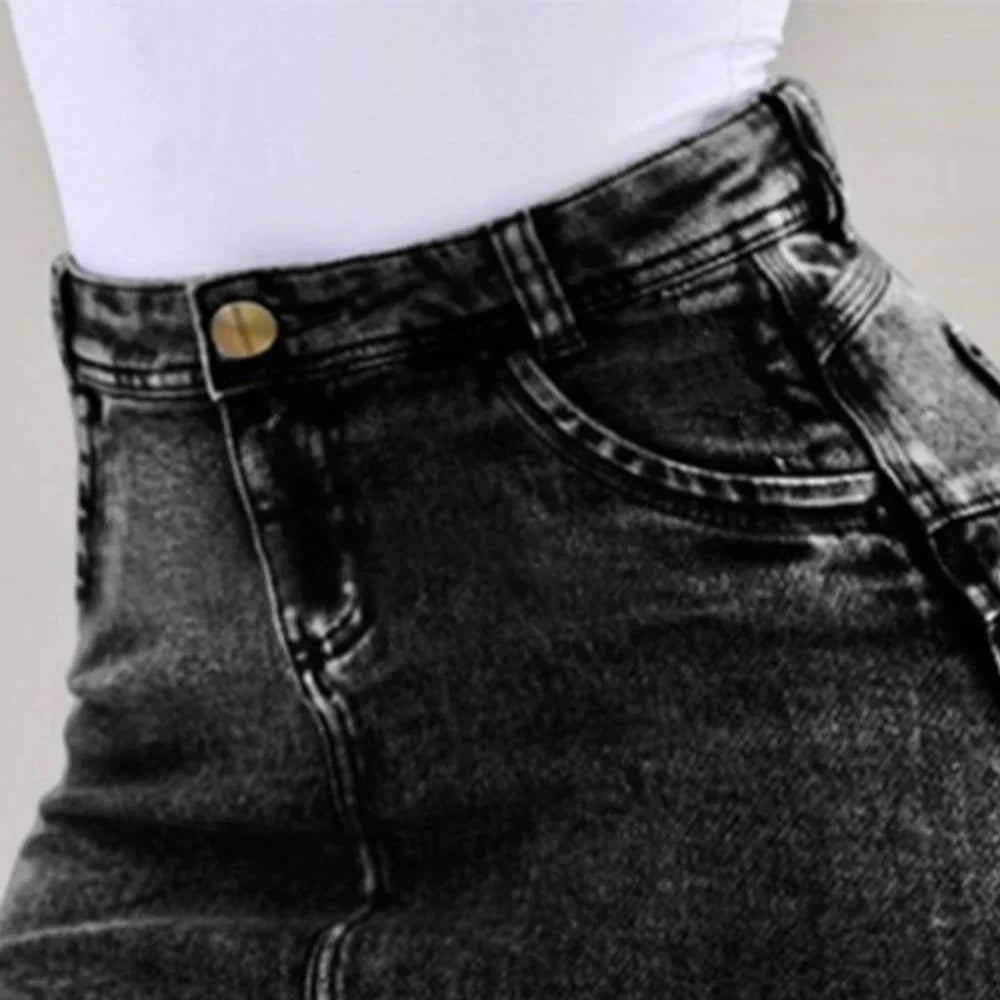 Frayed Hem Holiday Denim Skirt skirts-250223