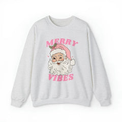 Pink Holiday Merry Vibes Cute Funny Kawaii Xmas Santa Christmas Hoodie Light Grey / S Hoodies-L
